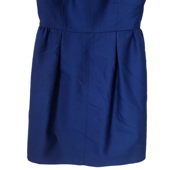 J.Crew Dress Size 2 Allie In Festival Blue Wool Silk Blend Sleeveless Sheath - Picture 3 of 12